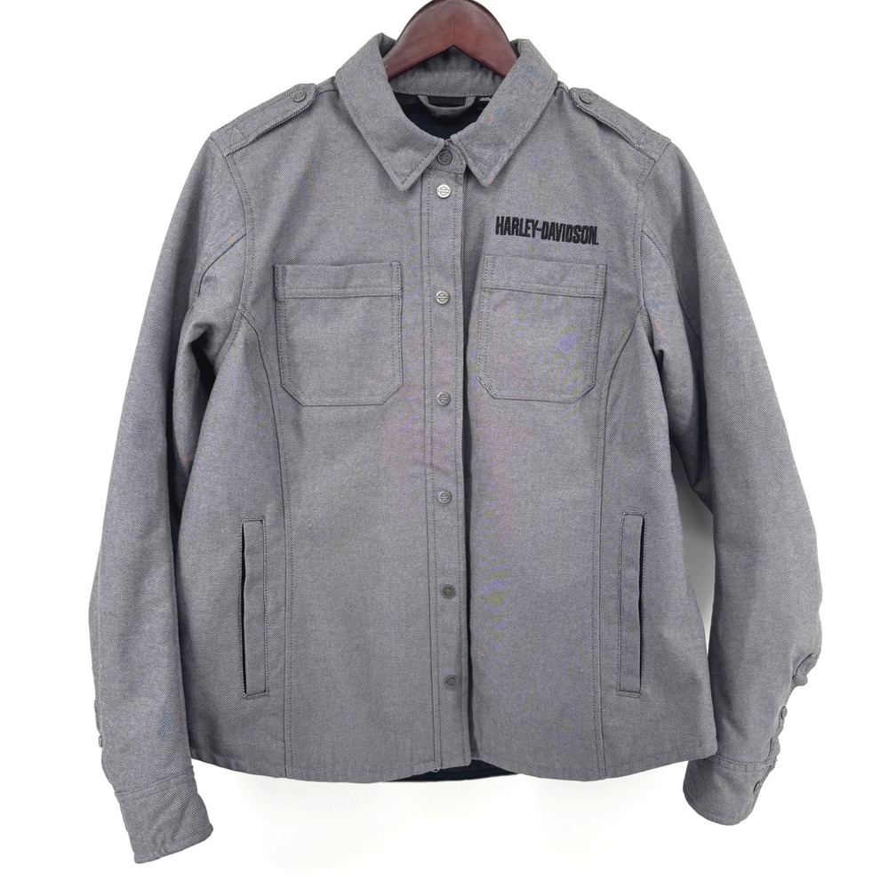 Harley-Davidson Operative Riding Shirt Jacket Women XL Grey Utility Moto Biker
